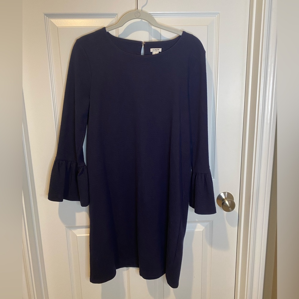 Navy dress with ruffle sleeves